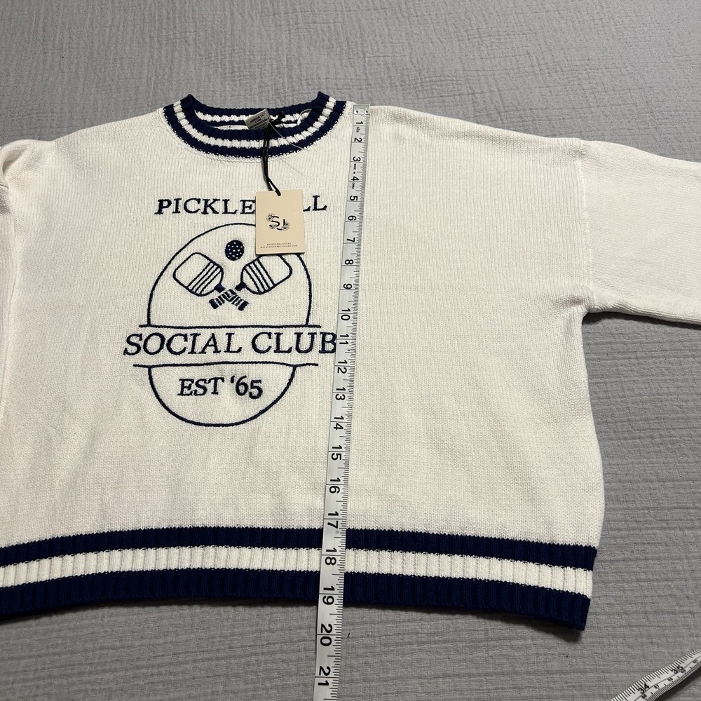 Sincerely Jules Pickleball Social Club Sweater Cotton Knit Preppy (Sporty) - Picture 9 of 10